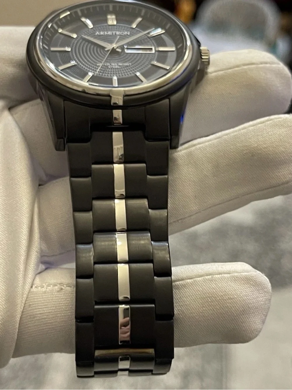 Armitron 20/5281BKTB Men's Day/Date Function Black Stainless Steel 46mm Watch